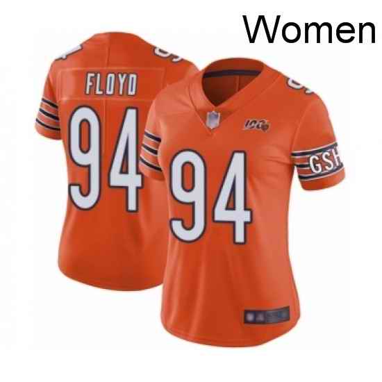 Womens Chicago Bears 94 Leonard Floyd Orange Alternate 100th Season Limited Football Jersey